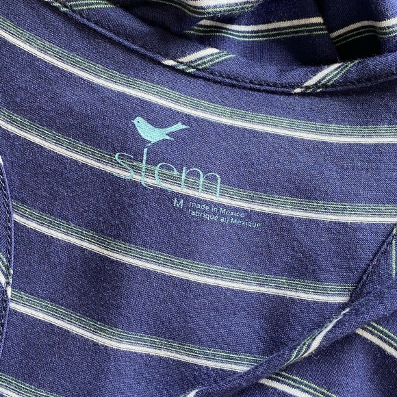 STEM Racerback Striped Tank Maxi Dress SZ M Blue Summer BBQ Resort Wear - Picture 6 of 7